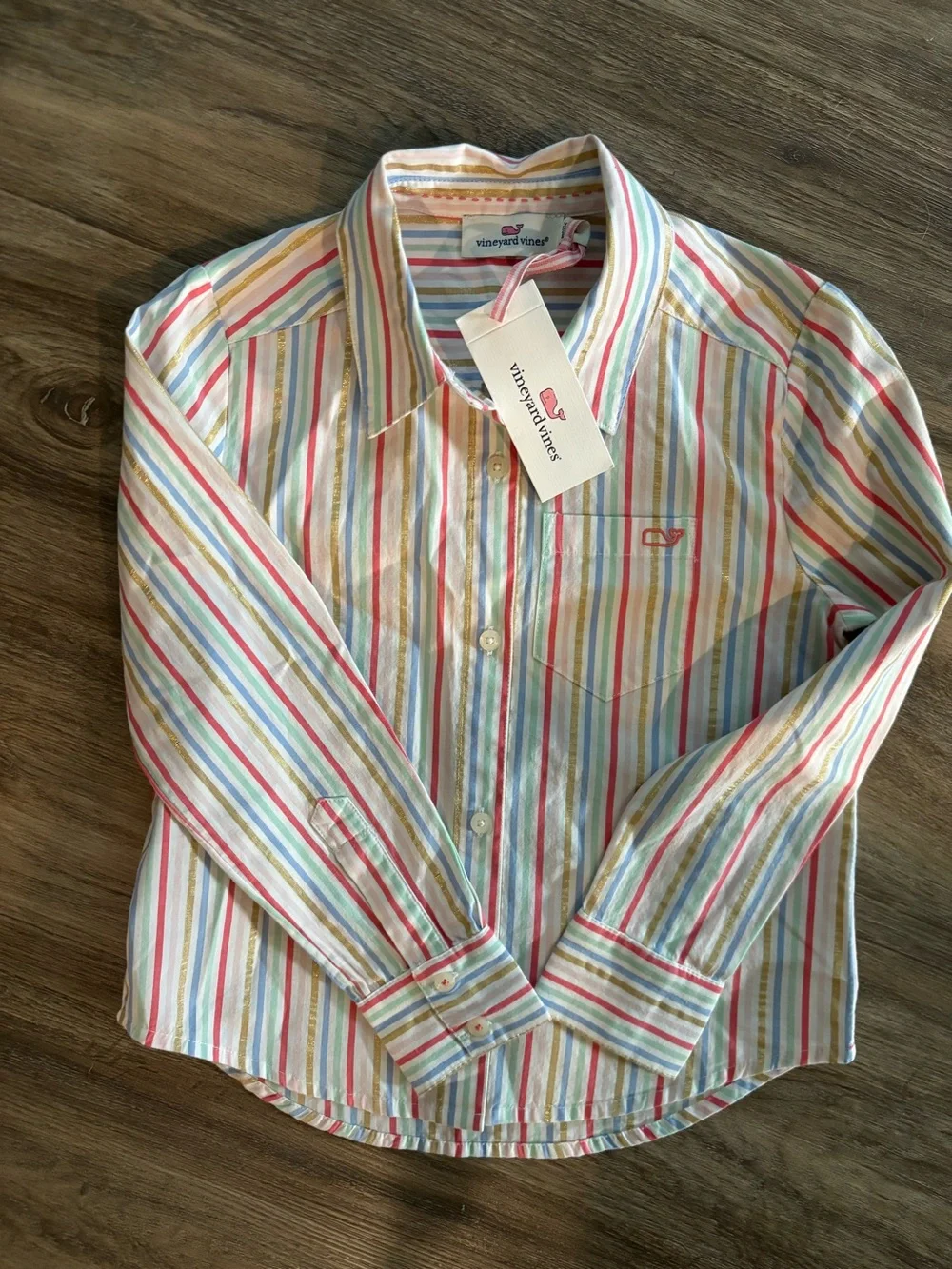 Vineyard Vines Girls Size 6 Poplin Button Down Shirt Long Sleeve Striped